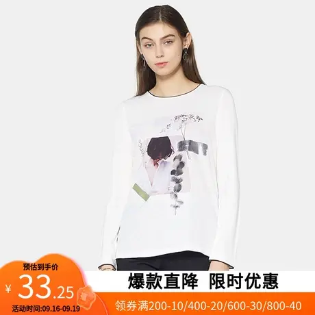 【断码XS】艾格2022冬季新品女装百搭青春休闲印花T恤Y1433商品大图