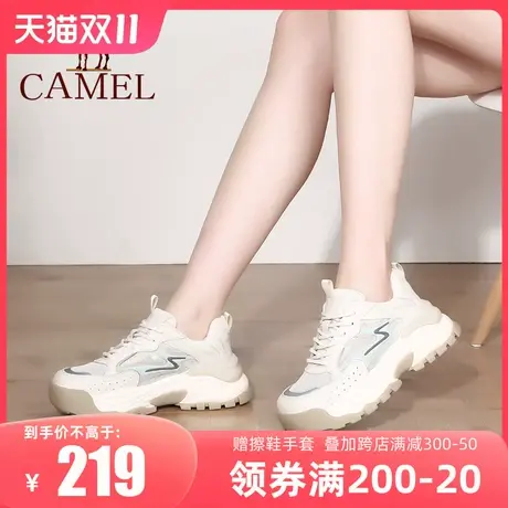 骆驼老爹鞋女2023秋季新款休闲女鞋透气网面厚底内增高跑步运动鞋商品大图