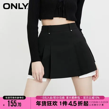 ONLY2023冬季新款高腰弹力收腰裙裤直筒短裤休闲裤女商品大图
