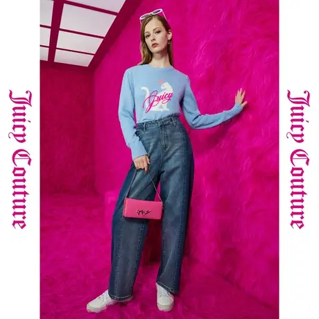 Juicy Couture橘滋秋女2023年新款休闲刺绣拼色水洗牛仔裤图片
