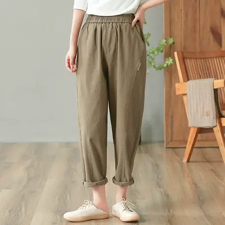 dza 高腰显瘦宽松哈伦裤子女士春秋休闲长裤百搭直筒裤阔腿工装裤商品大图