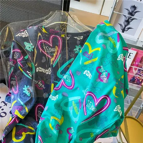 2023夏季新款情侣装体恤设计感小众上衣服宽松短袖正肩t恤女ins潮商品大图