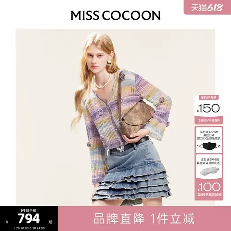 可可尼cocoon镂空上衣渐变针织衫女度假穿搭2025夏季新款气质开衫商品大图