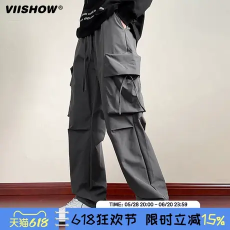 VIISHOW工装裤男春秋季直筒宽松休闲裤子美式潮牌青少年阔腿长裤商品大图