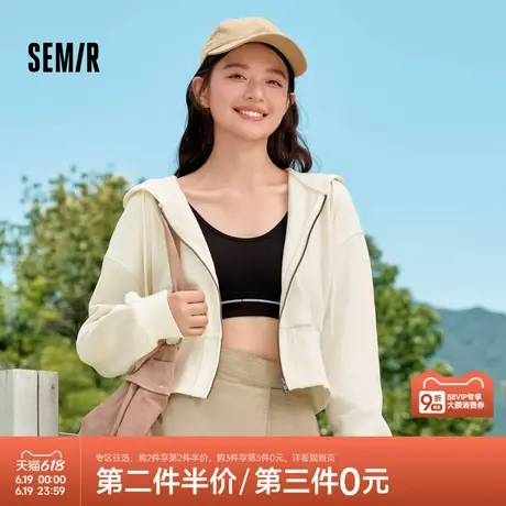 森马梅花系列外套女短款显高刺绣时尚2024新款秋宽松连帽夹克潮流图片