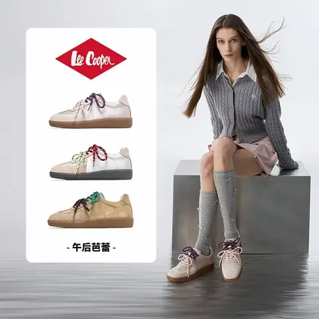 Lee Cooper复古德训鞋女2025新款双鞋带设计感小众板鞋芭蕾休闲鞋图片