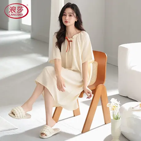 浪莎睡裙女款夏季2025新款慵懒风松弛感睡衣女士家居服33386商品大图