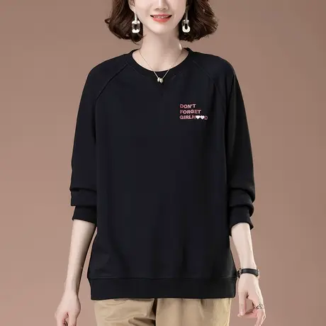 卫衣女春秋新款宽松加肥加大码女装中年妈妈休闲减龄百搭显瘦上衣商品大图
