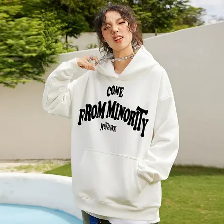 Nuthink宽松大码字母卫衣美式 连帽潮牌男潮高街潮牌冬季情侣外套图片