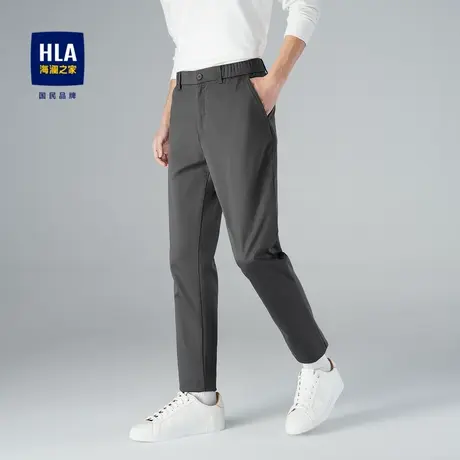 HLA/海澜之家舒适弹力休闲裤时尚宽松简约松紧腰部九分锥形裤子男商品大图