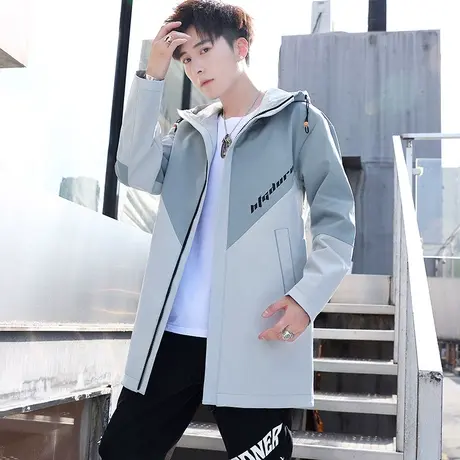 青少年春秋款中长款风衣男秋季帅气夹克初中高中学生休闲秋装外套图片