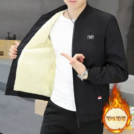 男士外套秋冬季2023新款棒球服加绒加厚立领潮流外穿青年夹克潮男商品大图