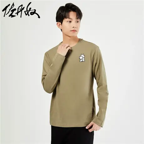 佐丹奴联名t恤男秋冬新款纯棉漫画狗狗印花长袖打底衫男91093306商品大图
