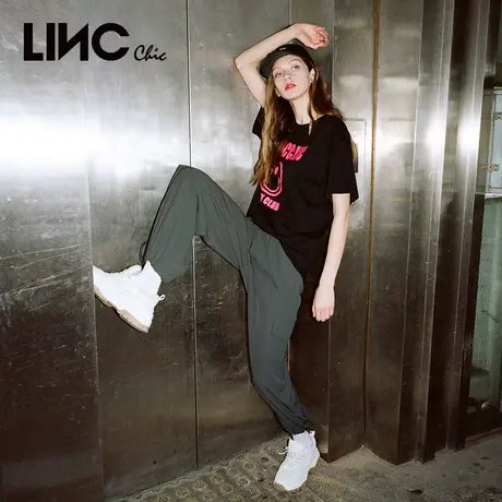 LINC金羽杰2022年春季新款休闲运动高街工装长裤女S221PA576图片