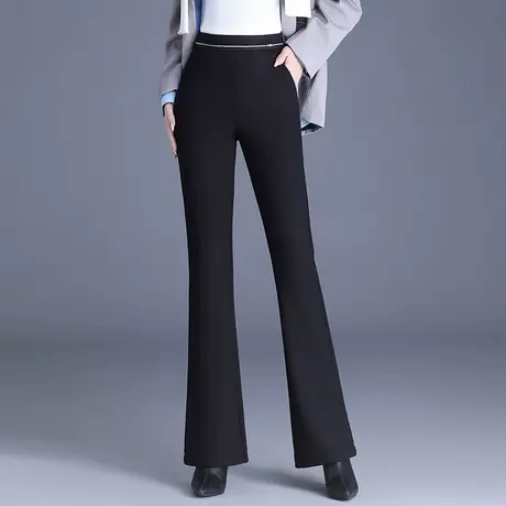 加绒时尚微喇裤女高腰休闲裤气质显瘦长裤秋冬季2023新款韩版裤子图片