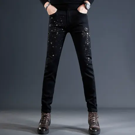 2023新款牛仔裤男秋冬款修身小脚裤商品大图