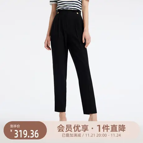 歌莉娅女裤黑色休闲烟管裤女显瘦九分裤气质通勤裤子1B5C1D020图片