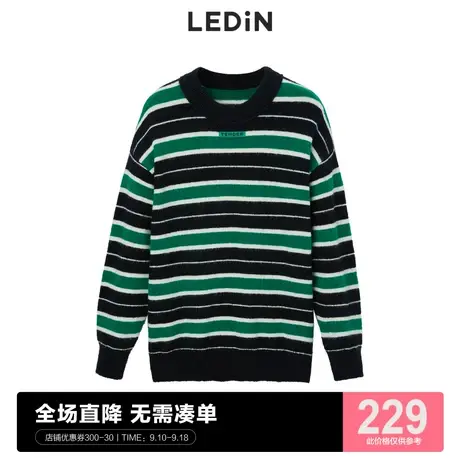 乐町条纹毛衣早秋新款上衣女针织衫C1EEC4204商品大图