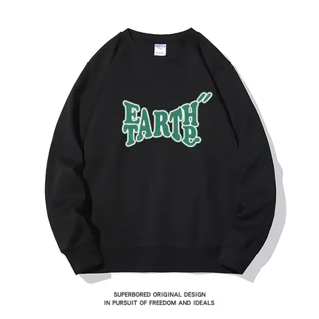 美式休闲简约潮流字母印花设计感卫衣男宽松长袖圆领新款秋季上衣图片