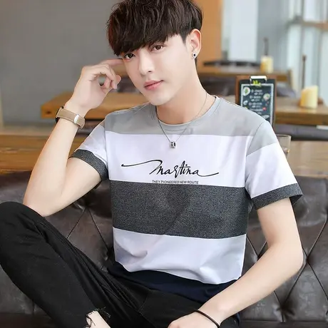 男士短袖t恤2025夏季新款韩版百搭潮牌半袖体恤潮流男装上衣服T恤商品大图