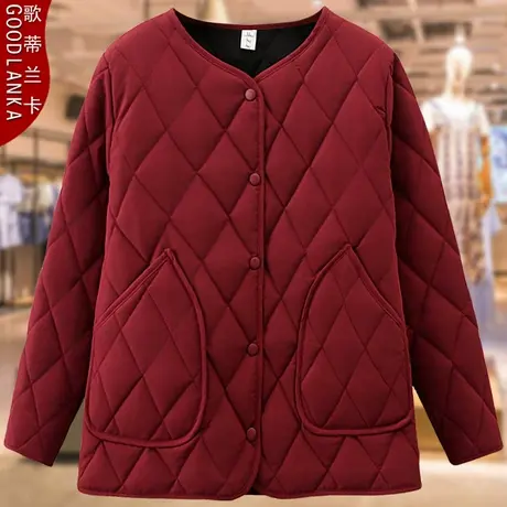 加肥加大码中年妈妈冬季夹棉棉衣宽松洋气保暖轻薄款羽绒棉服外套商品大图