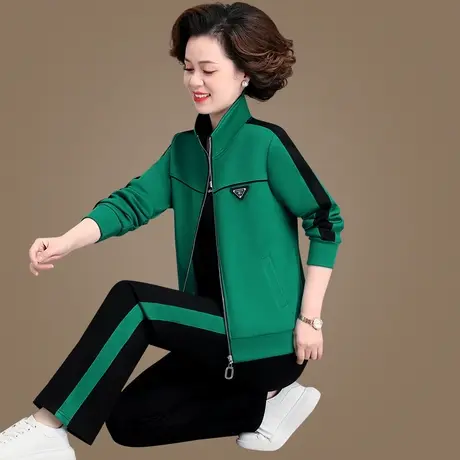 休闲运动服套装女春秋2024年新款时尚洋气中年妈妈装直筒裤三件套图片