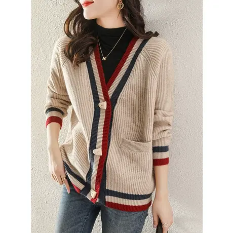 设计感针织衫女士外套2024新款秋季毛衣开衫宽松百搭春秋上衣外搭商品大图