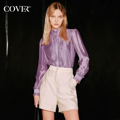 COVER秋季宫廷风褶皱木耳边衬衫商品大图
