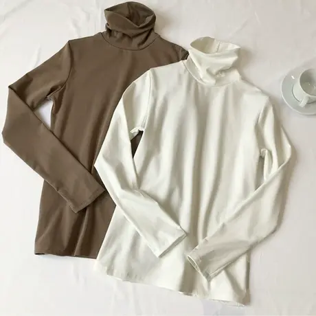 2023年新款高领打底衫内搭春秋冬女装百搭黑色长袖修身半高领白色图片