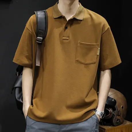 polo衫男短袖t恤男士宽松大码潮牌夏季2024新款男款衣服男装体恤商品大图