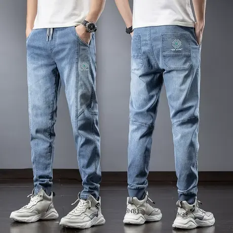 弹力高端广州新塘镇牛仔裤男士直筒宽松休闲长裤子夏季薄款春秋款商品大图