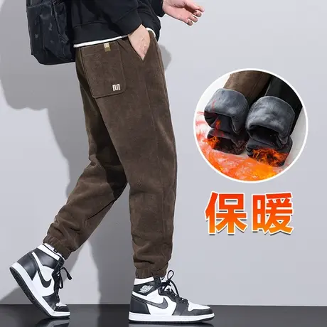 冬季加绒加棉外穿超厚保暖卫裤秋冬款男装束脚休闲裤子2023年新款商品大图