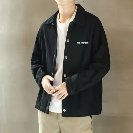 春秋季ins翻领外套男士宽松大码潮牌学生港风韩版潮流百搭夹克男商品大图