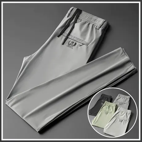 夏季超薄款冰丝天丝速干弹力休闲长裤子男士直筒宽松夏天空调夏裤商品大图