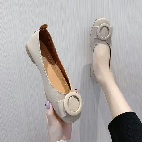 2023春夏新款韩版平底单鞋百搭方头浅口网红仙女温柔软底豆豆鞋潮商品大图