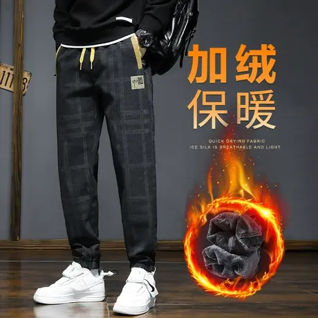 加绒长裤加厚男士休闲裤冬季2023新款防风抗寒保暖冬裤秋冬款商品大图