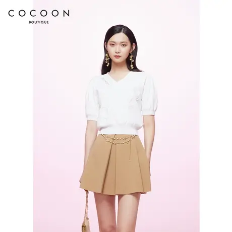 商场同款通勤上衣2023春新款气质V领刺绣设计感小香风毛针织衫女图片