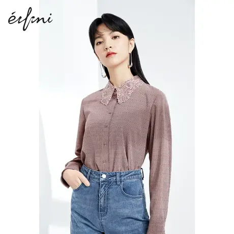 伊芙丽衬衫女设计感花边领春秋季时尚简约气质通勤上衣1C1120631商品大图