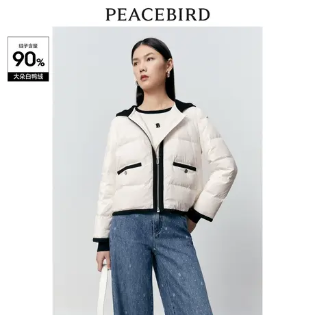 【商场同款】太平鸟女装2023冬季新款小香风拼接羽绒服A1ACD4180商品大图