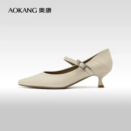 奥康女鞋 2024春季新款优雅尖头法式浅口单鞋一字带细跟OL单鞋商品大图