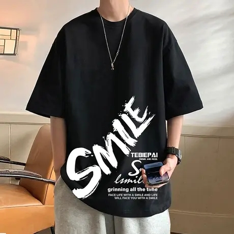 vintage美式短袖t恤男夏季宽松半袖设计感小众潮牌高街纯棉上衣服商品大图