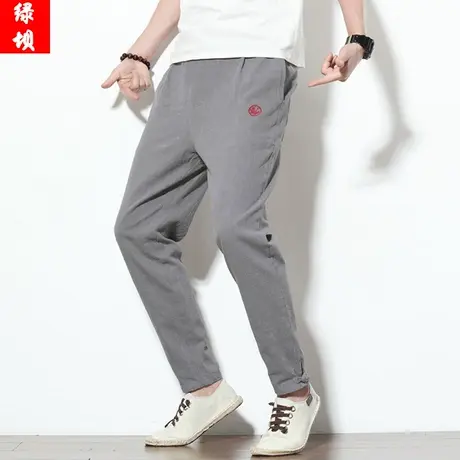 中国风夏季亚麻男士休闲裤棉麻小脚盘扣复古男装汉服裤子禅服长裤商品大图