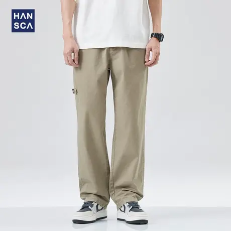 hansca直筒休闲裤男美式复古2023年春季新款潮流百搭纯棉宽松长裤商品大图