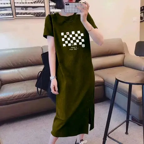 2023新款女士薄款裙子夏季连衣裙长裙女中长款宽松短袖t恤裙高端图片
