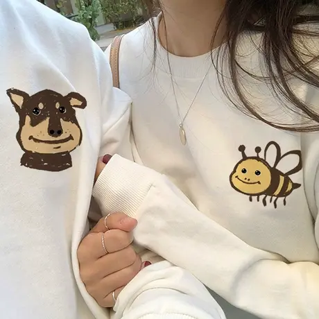 秋冬款加绒情侣卫衣女2022新款加厚休闲外套ins潮慵懒风简约上衣商品大图