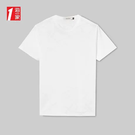 海一家时尚提花短T新款基础日常青春休闲圆领短袖T恤男商品大图