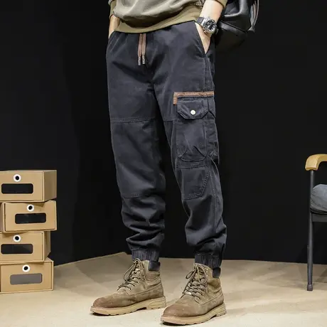 美式复古工装裤子男潮牌束脚春秋款2023新款宽松大码男士休闲男裤商品大图