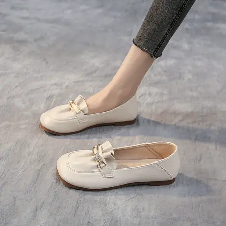 单鞋女春秋2023年新款软底一脚蹬懒人网红爆款豆豆鞋舒适百搭瓢鞋商品大图