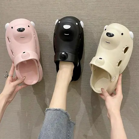 洞洞鞋女夏季ins潮时尚外穿卡通可爱小熊厚底防滑包头沙滩凉拖鞋商品大图