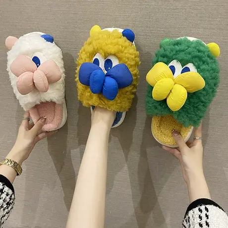 可爱棉拖鞋女冬季卡通卡比家居室内厚底踩屎感防滑保暖情侣棉拖男商品大图